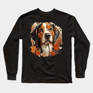 Foxhound Dog Floral Cottagecore Long Sleeve T-Shirt